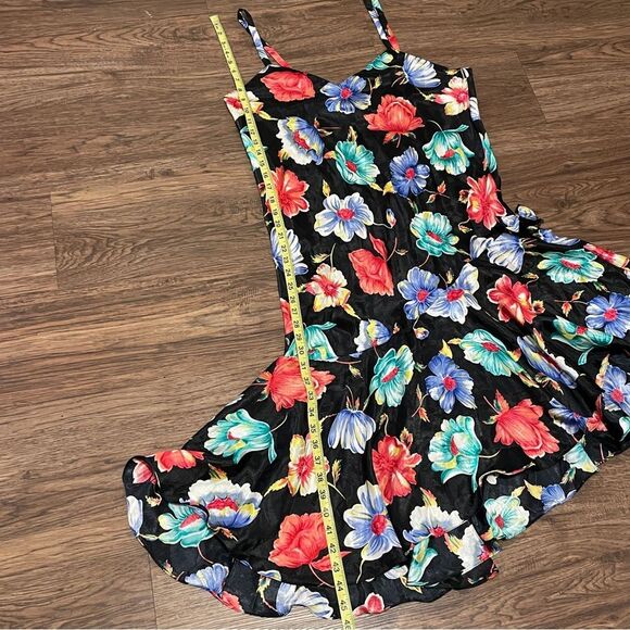 Vintage Victoria’s Secret Gold Label Floral Asymmetrical Slip Dress Black Large - Picture 12 of 13